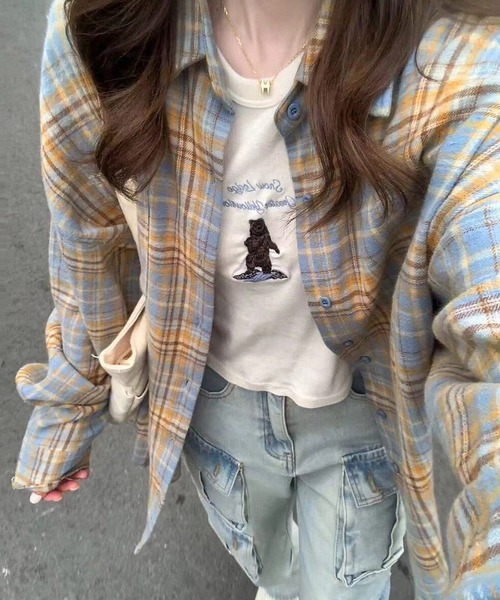 HALEY PESCA（ヘーリーペスカ）の「HALEY PESCA/マルチチェックシャツ（シャツ/ブラウス・レディース・ピンク/ブラウン/ブラック/グリーン/ブルー/レッド/イエロー/オレンジ/ネイビー・FREE）」の22枚目の写真