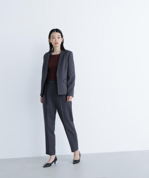 NATURAL BEAUTY BASIC（ナチュラルビューティーベーシック）の「◇ ウーステッドライクツイル SETUP テーパードパンツ（スラックス・レディース・グレー/チャコールグレー/ブラウン・X-SMALL/SMALL/MEDIUM/LARGE）」の16枚目の写真