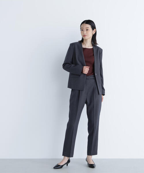 NATURAL BEAUTY BASIC（ナチュラルビューティーベーシック）の「◇ ウーステッドライクツイル SETUP テーパードパンツ（スラックス・レディース・グレー/チャコールグレー/ブラウン・X-SMALL/SMALL/MEDIUM/LARGE）」の17枚目の写真