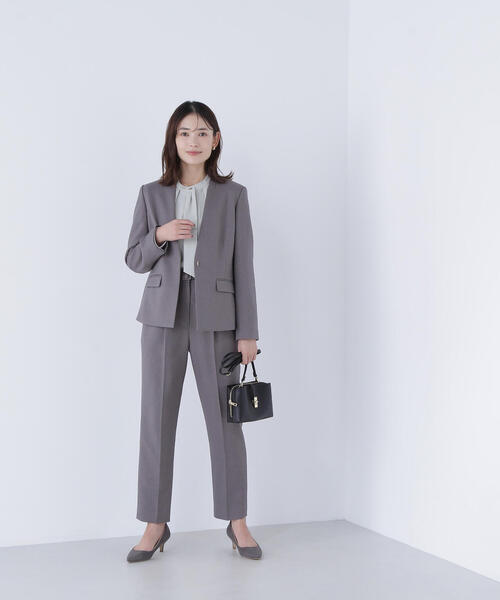 NATURAL BEAUTY BASIC（ナチュラルビューティーベーシック）の「◇ ウーステッドライクツイル SETUP テーパードパンツ（スラックス・レディース・グレー/チャコールグレー/ブラウン・X-SMALL/SMALL/MEDIUM/LARGE）」の3枚目の写真