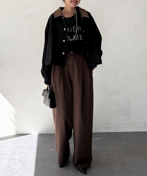 Chez toi（シェトワ）の「襟配色ワークジャケット（ブルゾン・レディース・ベージュ/ブラック・FREE）」の7枚目の写真