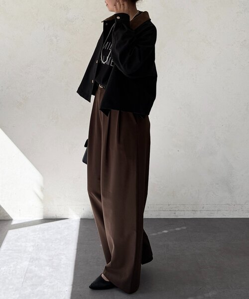 Chez toi（シェトワ）の「襟配色ワークジャケット（ブルゾン・レディース・ベージュ/ブラック・FREE）」の10枚目の写真