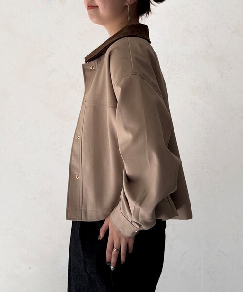 Chez toi（シェトワ）の「襟配色ワークジャケット（ブルゾン・レディース・ベージュ/ブラック・FREE）」の13枚目の写真