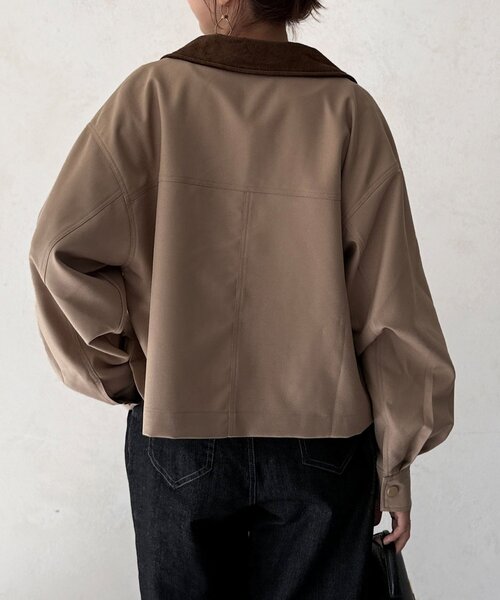 Chez toi（シェトワ）の「襟配色ワークジャケット（ブルゾン・レディース・ベージュ/ブラック・FREE）」の14枚目の写真