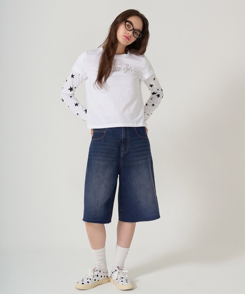 TINA:JOJUN オーバーサイズ　ハーフデニムパンツ S インディゴ　y2k オーバーサイズ ハーフデニムパンツ TINA：JOJUN（デニムパンツ