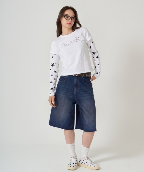 TINA:JOJUN(ティーナジョジュン)の「オーバーサイズ ハーフデニムパンツ TINA:JOJUN(デニムパンツ・レディース・ブルー/インディゴブルー・S/M)」の9枚目の写真