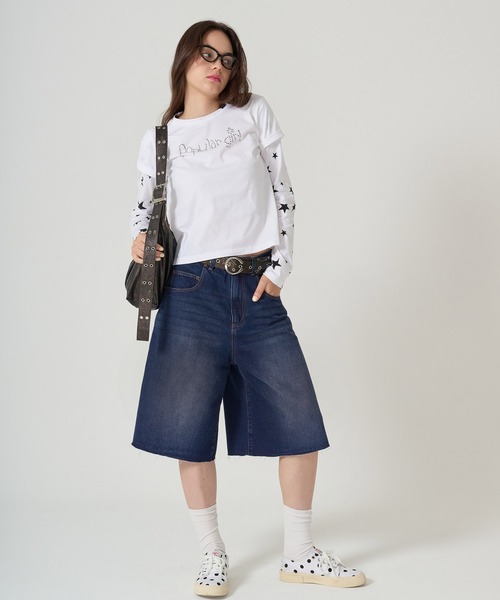 TINA:JOJUN(ティーナジョジュン)の「オーバーサイズ ハーフデニムパンツ TINA:JOJUN(デニムパンツ・レディース・ブルー/インディゴブルー・S/M)」の11枚目の写真