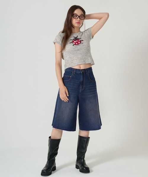 TINA:JOJUN(ティーナジョジュン)の「オーバーサイズ ハーフデニムパンツ TINA:JOJUN(デニムパンツ・レディース・ブルー/インディゴブルー・S/M)」の14枚目の写真