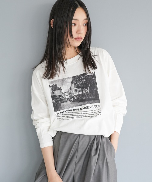 mili an deni(ミリアンデニ)の「フォトプリントロンT(Tシャツ/カットソー・レディース・ブラック/チャコールグレー/オフホワイト・L/M)」の2枚目の写真