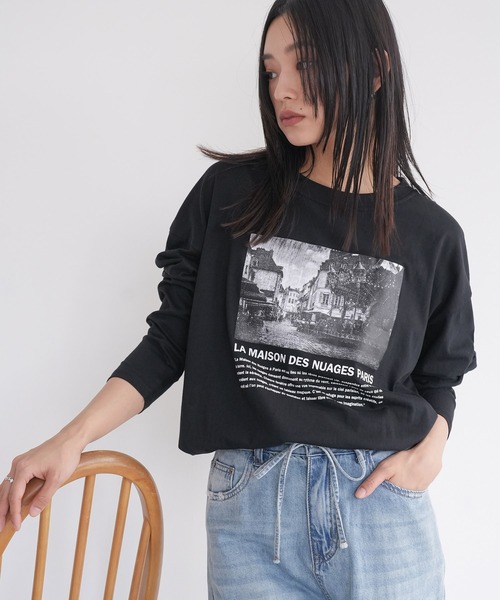 mili an deni(ミリアンデニ)の「フォトプリントロンT(Tシャツ/カットソー・レディース・ブラック/チャコールグレー/オフホワイト・L/M)」の3枚目の写真