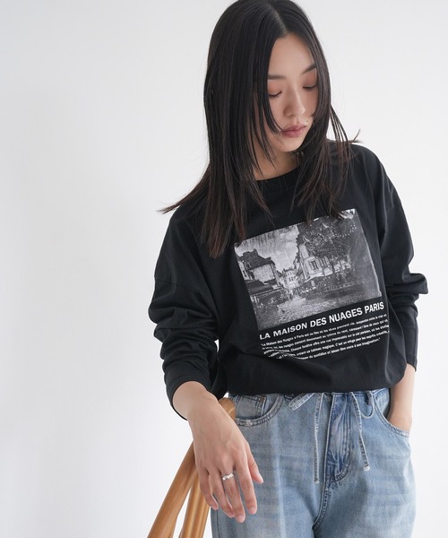 mili an deni(ミリアンデニ)の「フォトプリントロンT(Tシャツ/カットソー・レディース・ブラック/チャコールグレー/オフホワイト・L/M)」の9枚目の写真