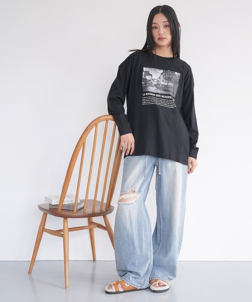 mili an deni(ミリアンデニ)の「フォトプリントロンT(Tシャツ/カットソー・レディース・ブラック/チャコールグレー/オフホワイト・L/M)」の12枚目の写真