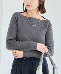【洗える】スラッシュネックニットプルオーバー│大人が着たいベーシックニット/ボートネック/美シルエット/体型カバー/上品見え
