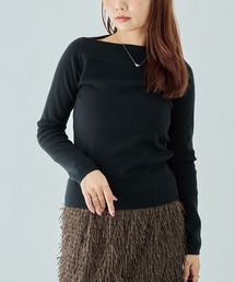 LAVEANGE | 【洗える】スラッシュネックニットプルオーバー│大人が着たいベーシックニット/ボートネック/美シルエット/体型カバー/上品見え(ニット/セーター)