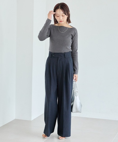 LAVEANGE(ラビアンジェ)の「【洗える】スラッシュネックニットプルオーバー│大人が着たいベーシックニット/ボートネック/美シルエット/体型カバー/上品見え(ニット/セーター・レディース・モカ/チャコールグレー/ブラック・3L/F/4L)」の18枚目の写真
