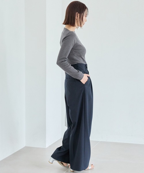 LAVEANGE(ラビアンジェ)の「【洗える】スラッシュネックニットプルオーバー│大人が着たいベーシックニット/ボートネック/美シルエット/体型カバー/上品見え(ニット/セーター・レディース・モカ/チャコールグレー/ブラック・3L/F/4L)」の20枚目の写真