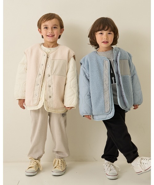 b・ROOM（ビールーム）の「【組み合わせ自由シリーズ】キルティングジャケット（ブルゾン・キッズ・ブラック/カーキ/ブルーグレー/オフホワイト・100cm/110cm/120cm/130cm/140cm/150cm）」の5枚目の写真