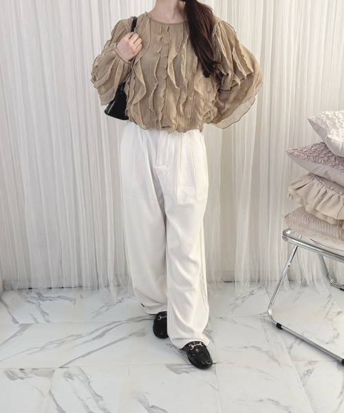 frunco（フランコ）の「【ZOZO限定】フリルニットブラウス（シャツ/ブラウス・レディース・ベージュ/ブラック/ホワイト・FREE）」の4枚目の写真