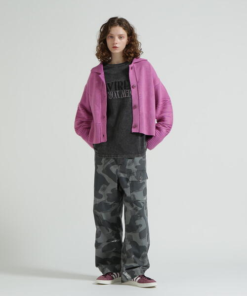 AVIREX(アヴィレックス)の「《直営店限定》GARMENTDYED CARDIGAN(カーディガン/ボレロ・レディース・パープル/アイボリー/チャコールグレー・F)」の5枚目の写真