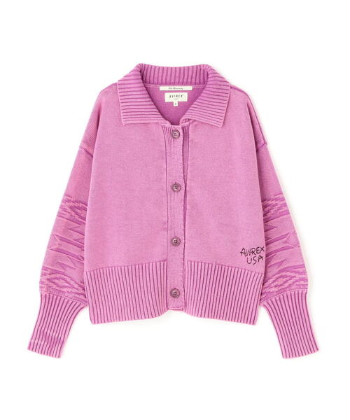 AVIREX(アヴィレックス)の「《直営店限定》GARMENTDYED CARDIGAN(カーディガン/ボレロ・レディース・パープル/アイボリー/チャコールグレー・F)」の6枚目の写真