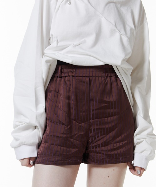 JOSEMOON SATIN STRIPE SHORT PANTS/ジョゼムーンサテン