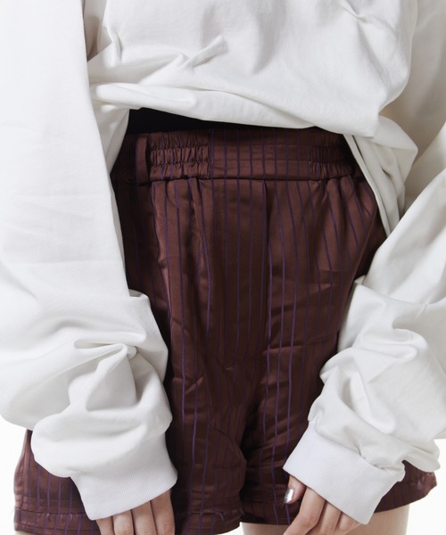 JOSEMOON SATIN STRIPE SHORT PANTS/ジョゼムーンサテン