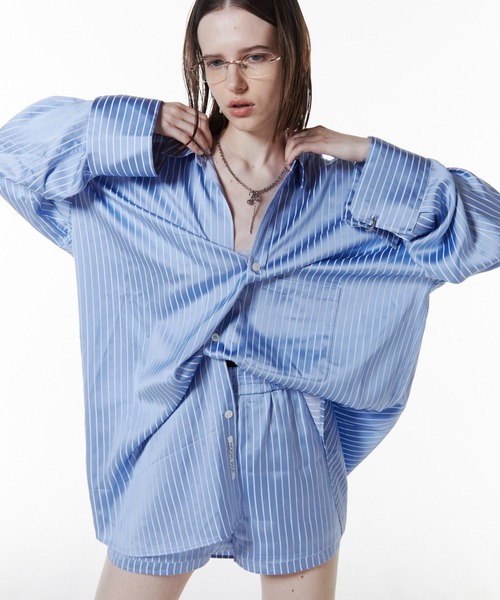 JOSEMOON SATIN STRIPE SHORT PANTS/ジョゼムーンサテンストライプ