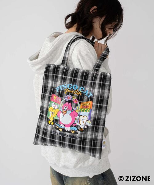 WEGO（ウィゴー）の「∴WEGO/【25年秋冬新作】ZIZONE別注チェックトートバッグ（トートバッグ・レディース・ブラウン系その他2/ブラック系その他2・FREE）」の3枚目の写真