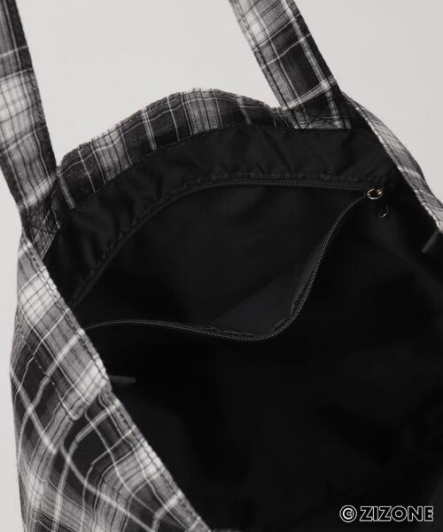 WEGO（ウィゴー）の「∴WEGO/【25年秋冬新作】ZIZONE別注チェックトートバッグ（トートバッグ・レディース・ブラウン系その他2/ブラック系その他2・FREE）」の7枚目の写真