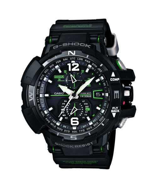 G-SHOCK(ジーショック)の「MASTER OF G GRAVITYMASTER / GW-A1100-1A3JF(アナログ腕時計・メンズ・ブラック×グリーン・FREE)」の1枚目の写真