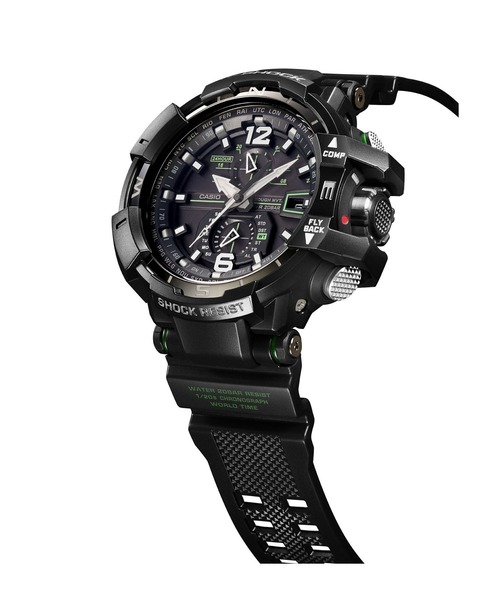G-SHOCK(ジーショック)の「MASTER OF G GRAVITYMASTER / GW-A1100-1A3JF(アナログ腕時計・メンズ・ブラック×グリーン・FREE)」の2枚目の写真