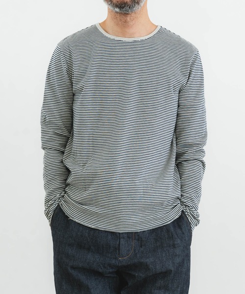 quadro（クオドロ）の「30/1TCリバーシブルニットボーダークルーＴ（Tシャツ/カットソー・メンズ・アイボリー/カーキ・MEDIUM/LARGE）」の15枚目の写真