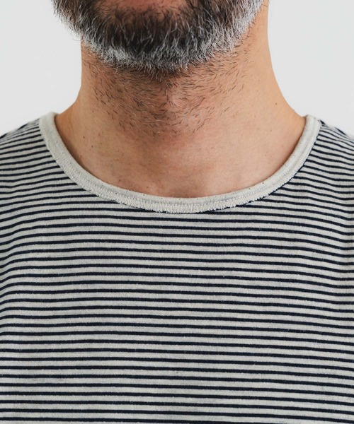 quadro（クオドロ）の「30/1TCリバーシブルニットボーダークルーＴ（Tシャツ/カットソー・メンズ・アイボリー/カーキ・MEDIUM/LARGE）」の21枚目の写真