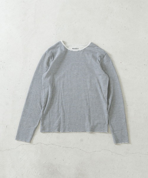 quadro（クオドロ）の「30/1TCリバーシブルニットボーダークルーＴ（Tシャツ/カットソー・メンズ・アイボリー/カーキ・MEDIUM/LARGE）」の3枚目の写真