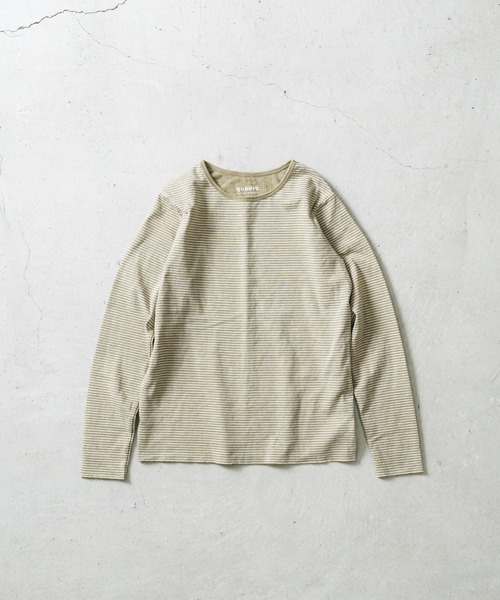 quadro（クオドロ）の「30/1TCリバーシブルニットボーダークルーＴ（Tシャツ/カットソー・メンズ・アイボリー/カーキ・MEDIUM/LARGE）」の5枚目の写真
