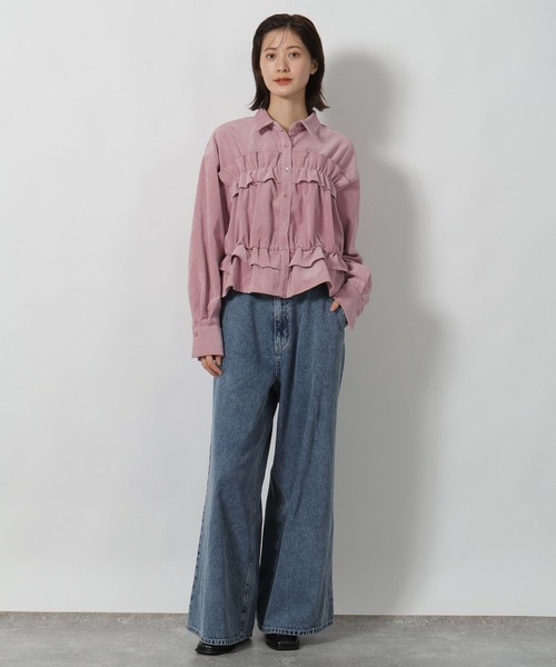 LAKOLE(ラコレ)の「コーデュロイフリルシャツ / 596070(シャツ/ブラウス・レディース・ピンク/ブラウン/チャコール/アイボリー・FREE)」の10枚目の写真