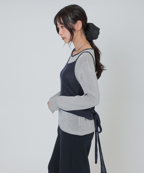 SUWDEE(スーディー)の「camisole bustier knit pullover set(ニット/セーター・レディース・ネイビー/ダークグレー/ブラウン/ライトグレー・FREE)」の4枚目の写真