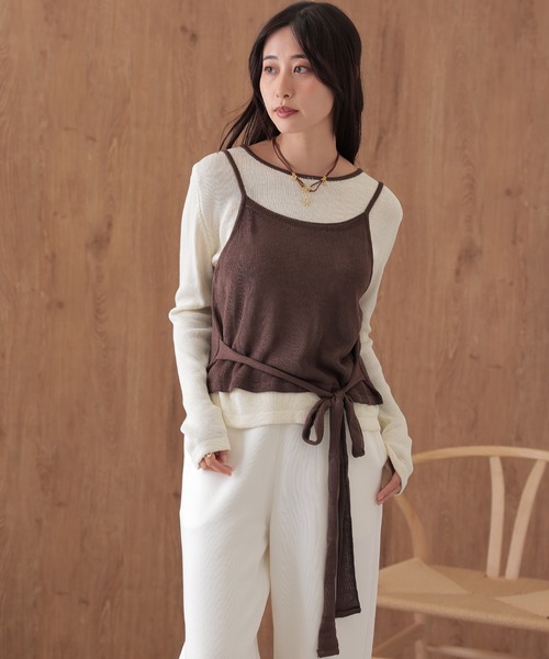 SUWDEE(スーディー)の「camisole bustier knit pullover set(ニット/セーター・レディース・ネイビー/ダークグレー/ブラウン/ライトグレー・FREE)」の3枚目の写真