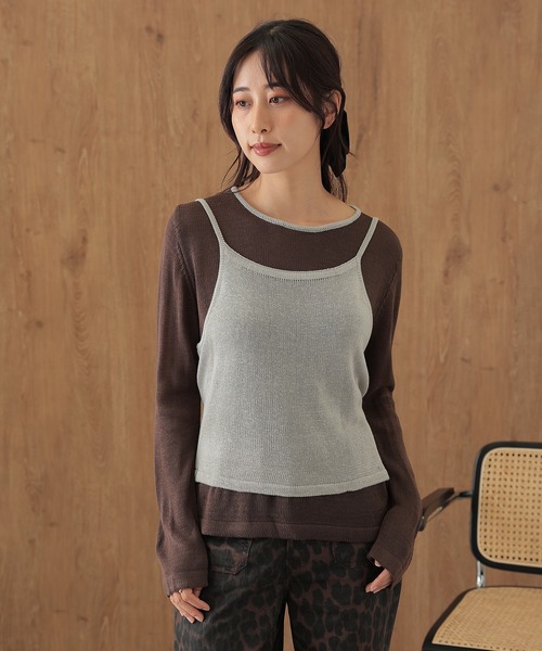 SUWDEE(スーディー)の「camisole bustier knit pullover set(ニット/セーター・レディース・ネイビー/ダークグレー/ブラウン/ライトグレー・FREE)」の2枚目の写真