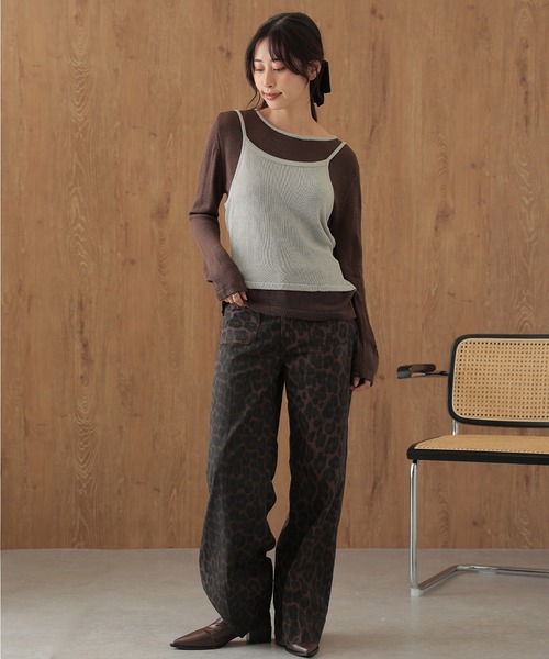 SUWDEE(スーディー)の「camisole bustier knit pullover set(ニット/セーター・レディース・ネイビー/ダークグレー/ブラウン/ライトグレー・FREE)」の5枚目の写真