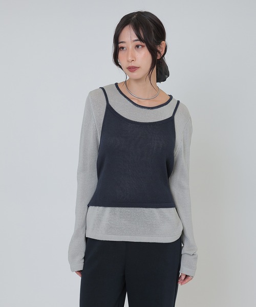SUWDEE(スーディー)の「camisole bustier knit pullover set(ニット/セーター・レディース・ネイビー/ダークグレー/ブラウン/ライトグレー・FREE)」の14枚目の写真