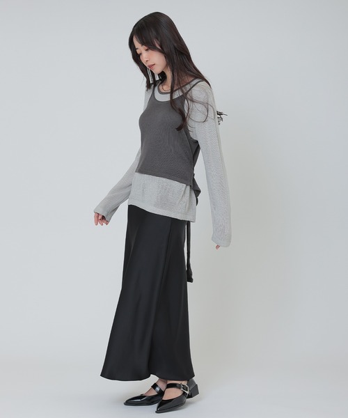 SUWDEE(スーディー)の「camisole bustier knit pullover set(ニット/セーター・レディース・ネイビー/ダークグレー/ブラウン/ライトグレー・FREE)」の8枚目の写真