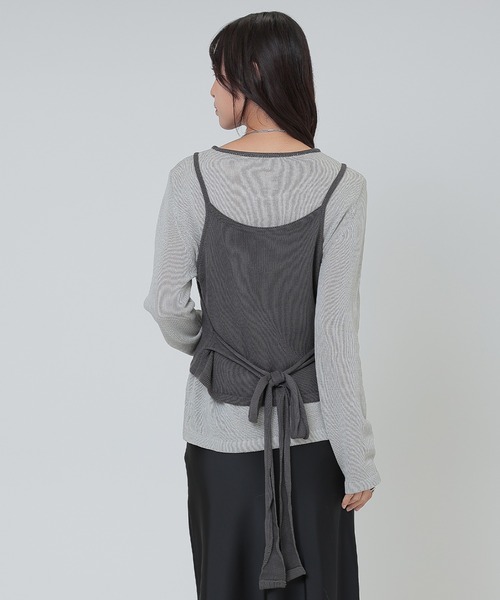 SUWDEE(スーディー)の「camisole bustier knit pullover set(ニット/セーター・レディース・ネイビー/ダークグレー/ブラウン/ライトグレー・FREE)」の10枚目の写真