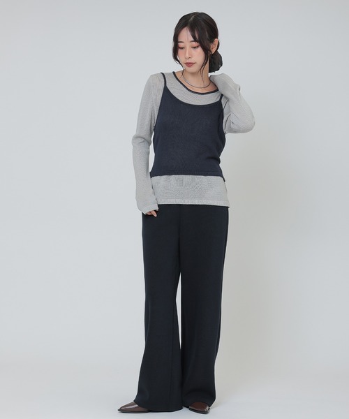 SUWDEE(スーディー)の「camisole bustier knit pullover set(ニット/セーター・レディース・ネイビー/ダークグレー/ブラウン/ライトグレー・FREE)」の15枚目の写真