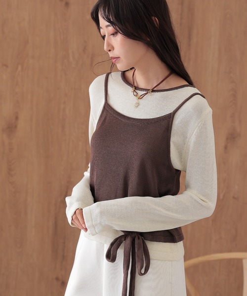 SUWDEE(スーディー)の「camisole bustier knit pullover set(ニット/セーター・レディース・ネイビー/ダークグレー/ブラウン/ライトグレー・FREE)」の12枚目の写真