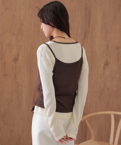 SUWDEE(スーディー)の「camisole bustier knit pullover set(ニット/セーター・レディース・ネイビー/ダークグレー/ブラウン/ライトグレー・FREE)」の13枚目の写真