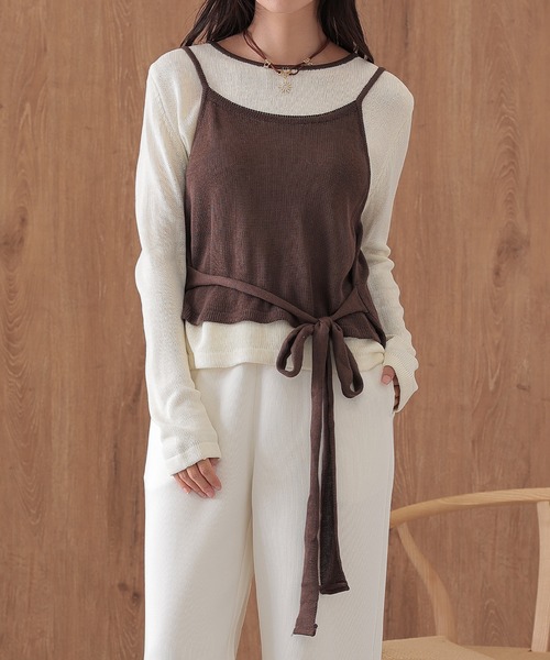 SUWDEE(スーディー)の「camisole bustier knit pullover set(ニット/セーター・レディース・ネイビー/ダークグレー/ブラウン/ライトグレー・FREE)」の17枚目の写真