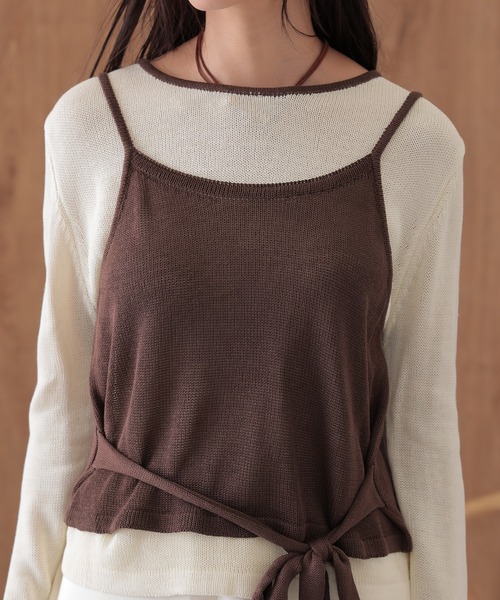 SUWDEE(スーディー)の「camisole bustier knit pullover set(ニット/セーター・レディース・ネイビー/ダークグレー/ブラウン/ライトグレー・FREE)」の19枚目の写真