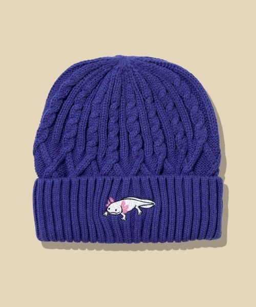 go slow caravan（ゴースローキャラバン）の「ケーブル刺繍ニットキャップ（ニットキャップ/ビーニー・レディース・マルーン/バイオレット/オリーブ/ブラック・FREE）」の3枚目の写真