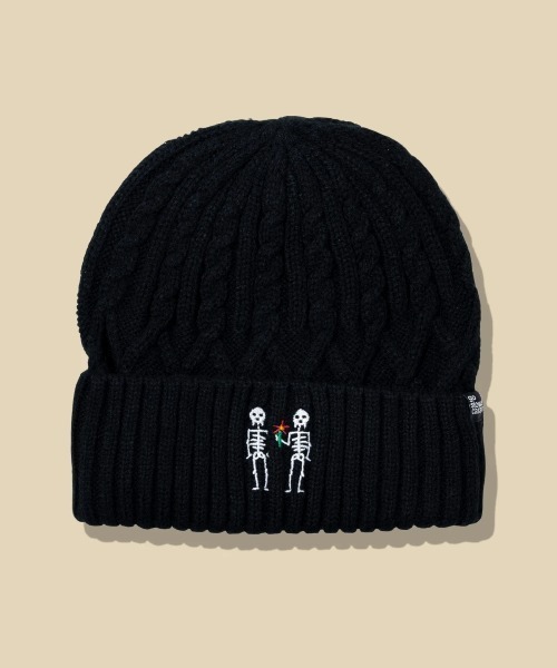 go slow caravan（ゴースローキャラバン）の「ケーブル刺繍ニットキャップ（ニットキャップ/ビーニー・レディース・マルーン/バイオレット/オリーブ/ブラック・FREE）」の2枚目の写真